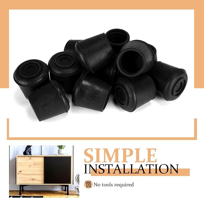 1" Round Rubber Chair Leg Tips Caps, Chair Leg Floor Protectors Furniture Legs