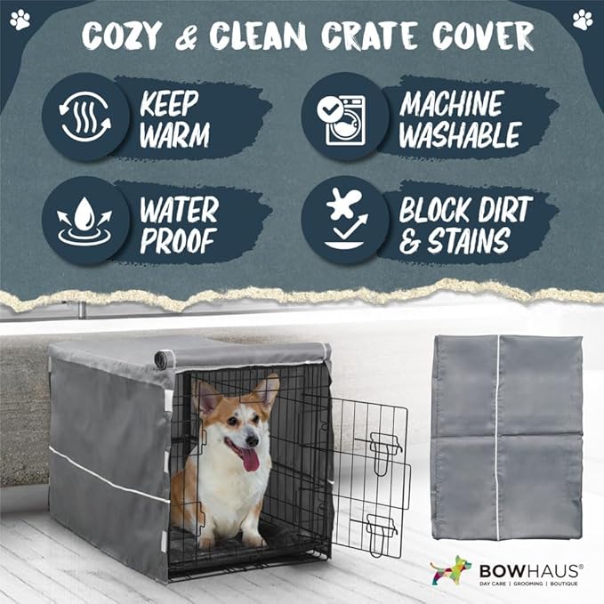 30-Inch Single Door Dog Crate Kit Includes Crate Cover and Soft Dog Bed, Indoor Dog Cage with Leak-Proof Pan, Foldable Wire Metal Dog Kennel for Small, Medium Dog