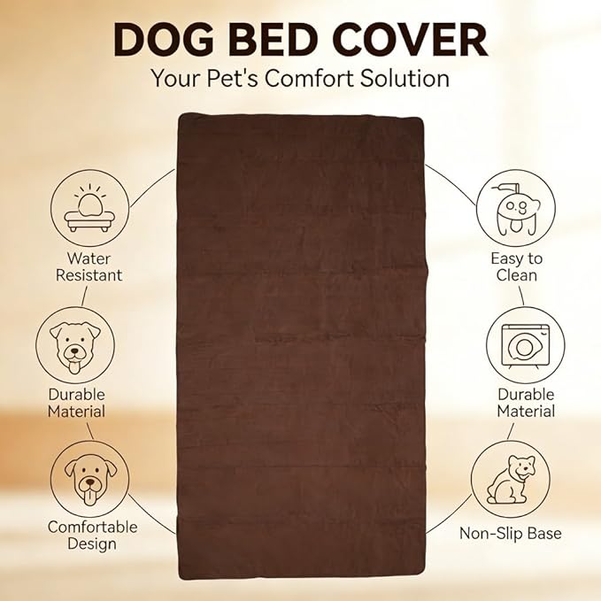 Waterproof Dog Bed Cover, Furniture Protector, Brown 52x82in - Slip, Washable, Non Slip Bottom, Pet Sofa and Bed (52x82inch)