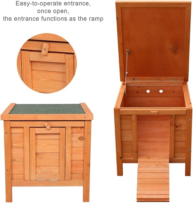 Cat House Outside, Weatherproof Wooden Bunny Rabbit Cat Hutch Outdoor Pet Cage Shelter Feral Cat House, Small Pet House and Habitats