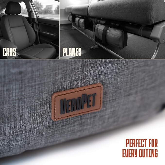 Soft Sided Pet Carrier for Small Dogs & Cats up to 9 Lbs - Breathable 100% Polyester Travel Bag with Luggage Strap & Washable Mat - Airline Approved Underseat Fit - Grey
