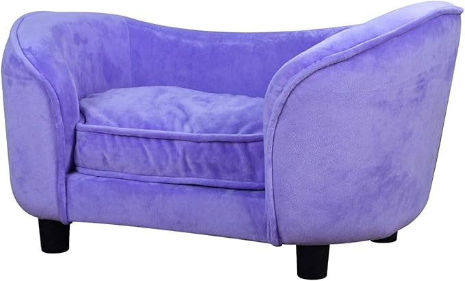 Getifun Pet Bed Sofa, Velvet Couch with Removeable Washable Cushion for Small Dog Cat (Purple)