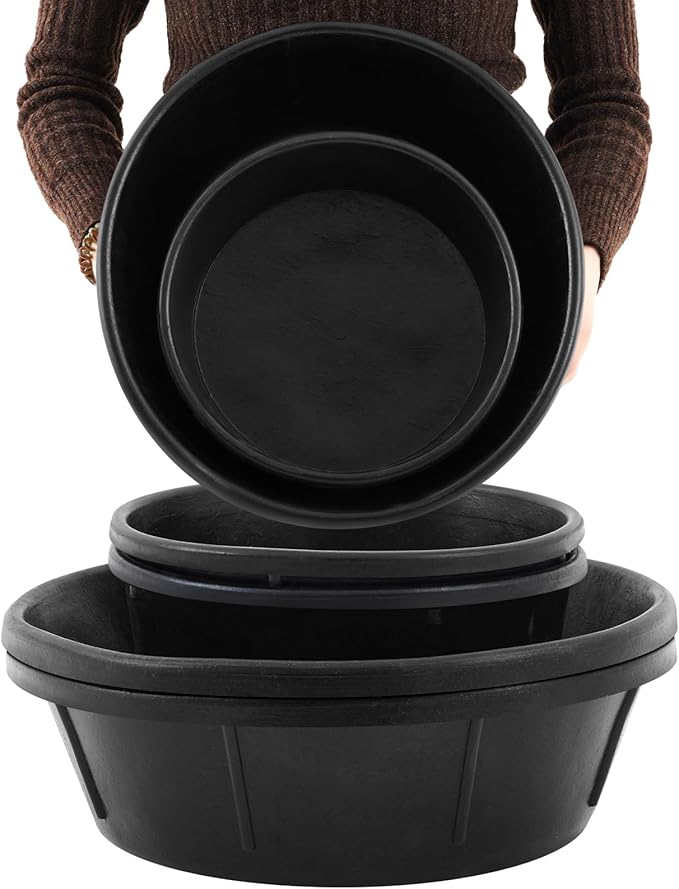 Sadnyy 4 Pcs Rubber Feed Pan 4 Quart and 8 Quart Feed Pan Water Trough Rubber Bowl Bath Dust Container for Chicken Duck Pig Dogs Cats Goats Horses Outdoor Livestock Animal