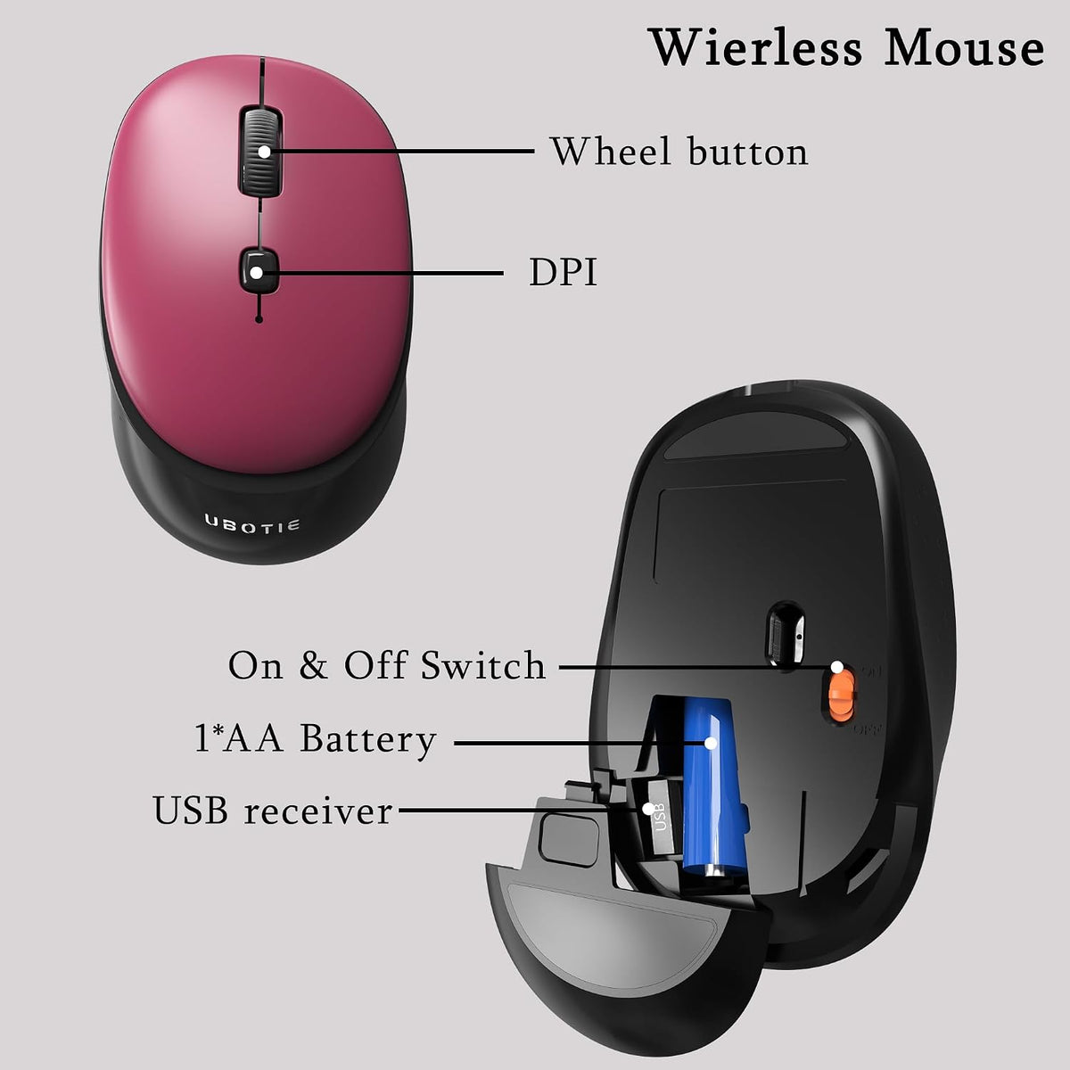 Colorful Wireless Computer Keyboards Mouse Combos (Black Claret)