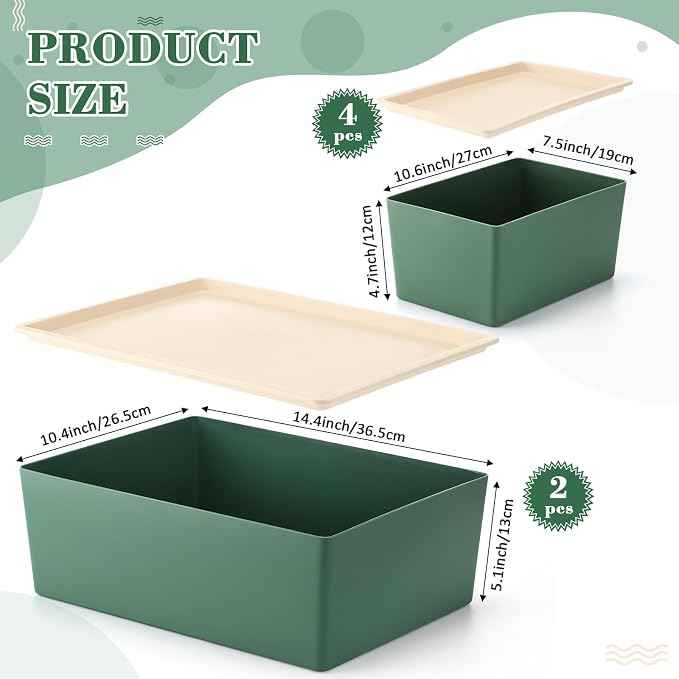Menkxi 6 Pcs Large and Small Plastic Storage Bins