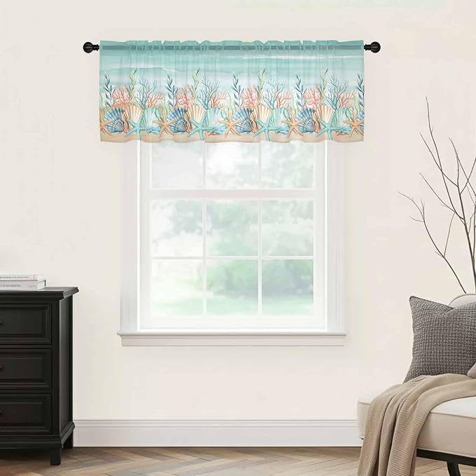 Summer Beach Sheer Valance Curtains