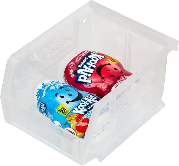 Akro-Mils 30210 AkroBins Plastic Storage Bins, Space-Saving Stackable Bins for Garage, Pantry, Craft Organization, 5-Inch x 4-Inch x 3-Inch, Clear, 6-Pack