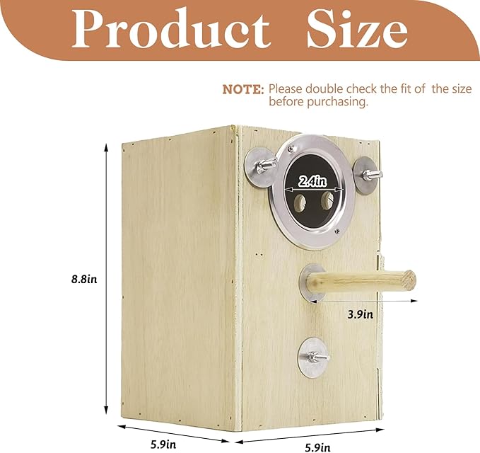 kathson Bird Nesting Box Wooden Parakeet Nesting Box Parrots Breeding Mating House Wood Bird Aviary Budgie Cage Accessories for Cockatiel Finch Lovebirds Conure