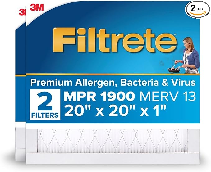 Filtrete 20x20x1 AC Furnace Air Filter, MERV 13, MPR 1900, Premium Allergen