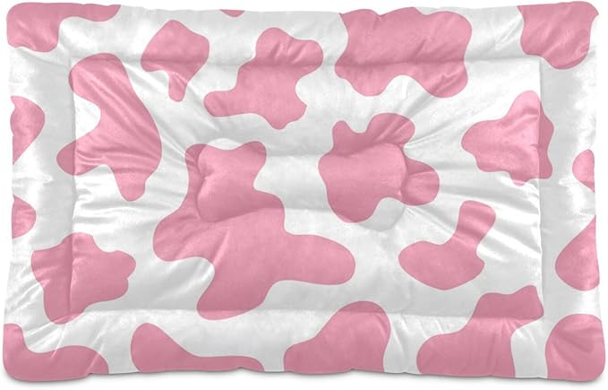 Pink Milk Cow Print Pet Bed Cute Dog Bed Mat Absorbing Non Slip Pad Pet Sleeping Mat for Small, Medium, and Large Dogs Puppy Cat 24 in x 18 in