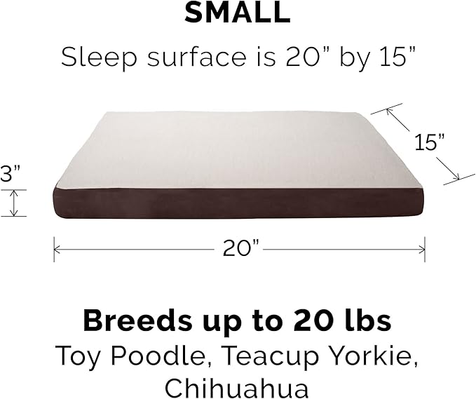 Furhaven Memory Foam Dog Bed for Small Dogs w/ Removable Washable Cover, For Dogs Up to 20 lbs - Sherpa & Suede Mattress - Espresso, Small