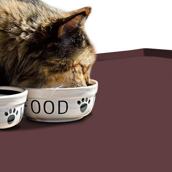 Dog Food Mat,Silicone Waterproof Food Tray,Non Slip Pet Bowl Mats Placemat,1" Raised Edge,Suitable for Most Small and Medium Sized Pets,32" x 24"