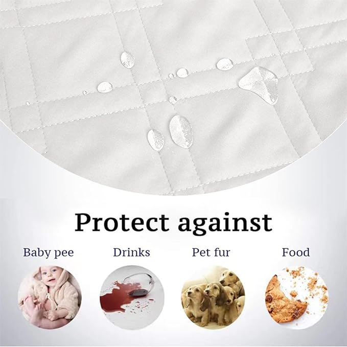 Dog Bed Cover Waterproof Microfiber Quilted Mattress Cover Pet Mat Silicon Non Slip 9 Size Furniture Protectors for Bed Sofa Couch (76 x 178 cm/30 x 70 in,Ivory)