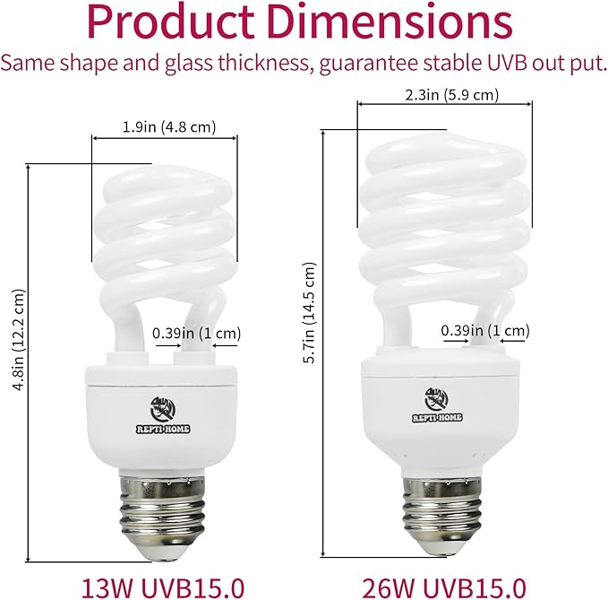 UVB Reptile Light 15.0, 26W Intense UVA UVB Bulb for Reptiles, Terrarium Compact Fluorescent Lamp, Reptile UVB Light Bulb for Desert Reptiles & Amphibians