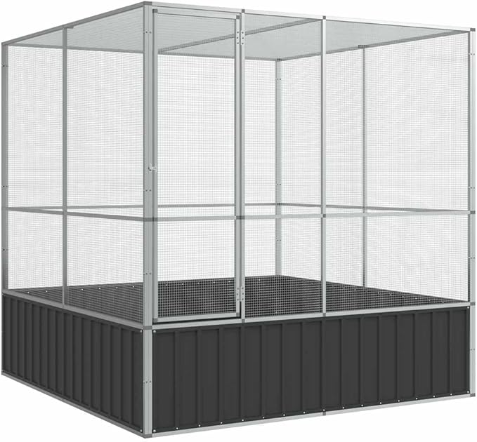 Steel Aviary, Large Bird Cage with Lockable Door, Aviary Spacious and Versatile Cage Ideal for Parakeets, Parrots, Lovebirds, Cockatiels, Pigeons, 83.1"x81.5"x83.5",-273
