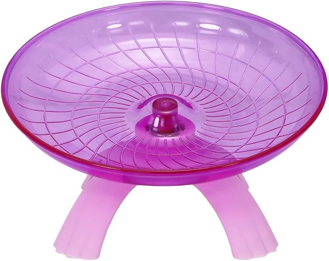Hamster Flying Saucer Silent Running Exercise Wheel for Gerbil Rat Mouse Hedgehog Small Animals (Pink)
