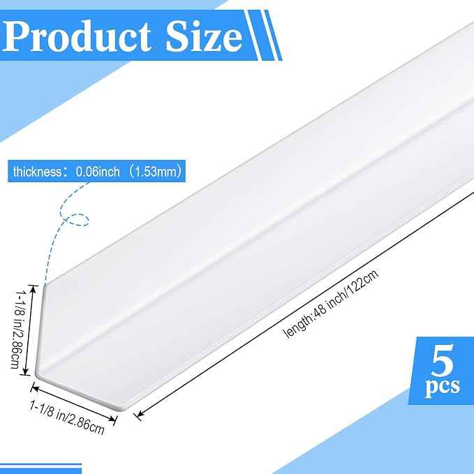 Sasylvia 5 Pcs Wall Corner Protector Guards, Vinyl 1-1/8 x 48 Inches Corner