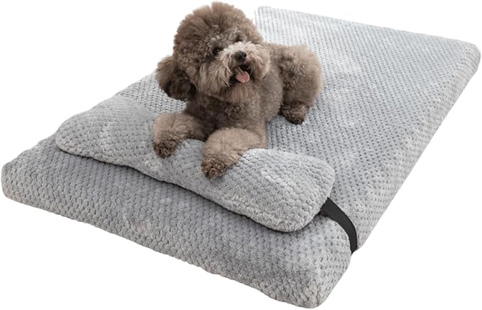 Dog Bed for Small Medium Large Dogs, Dog Mattress with Removable Pillow for Crate Kennel, Sofa Dog Bed, Super Soft Pet Bed for Dogs and Cats, Pet Beds & Furniture (Light Grey,Small)
