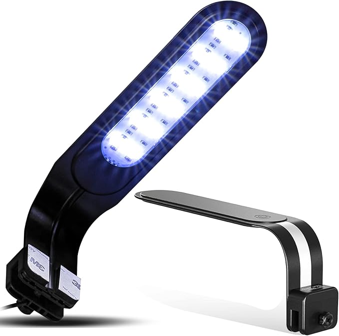 REPTI ZOO 5W Reptile Terrarium Light Fixture, Day and Night LED Clip Light for Reptile Tank, Full Spectrum White Bule Red Lights, 7 Light Modes Clamp Lamp