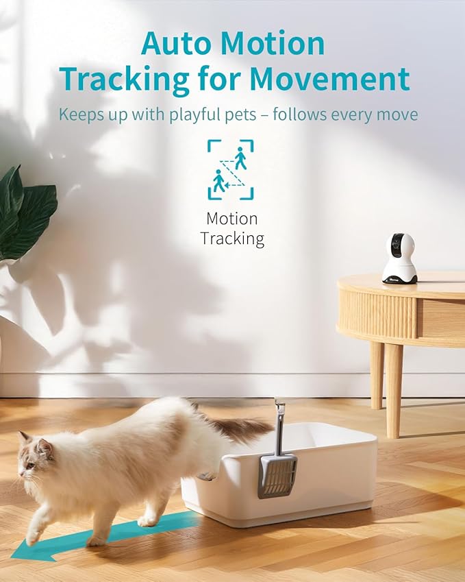 VIMTAG 4MP Pan/Tilt Indoor Camera for Pet/Dog/Cat/Baby/Nanny, Security Camera for Home/Room with Phone App, 5G/2.4G WiFi, Night Vision, 2-Way Audio, Motion Tracking, AI Detection Alarm, Works w/Alexa