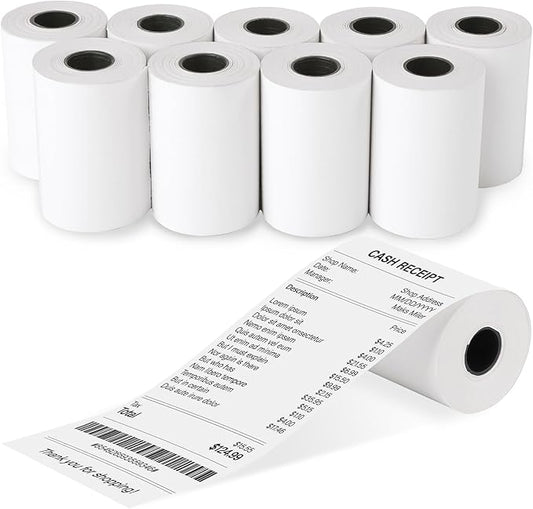 (10 Rolls) 2 1/4 x 50 Thermal Receipt Paper Rolls, POS Cash Register Paper Rolls, BPA Free 2.25x50ft Long Per Thermal Paper Receipt