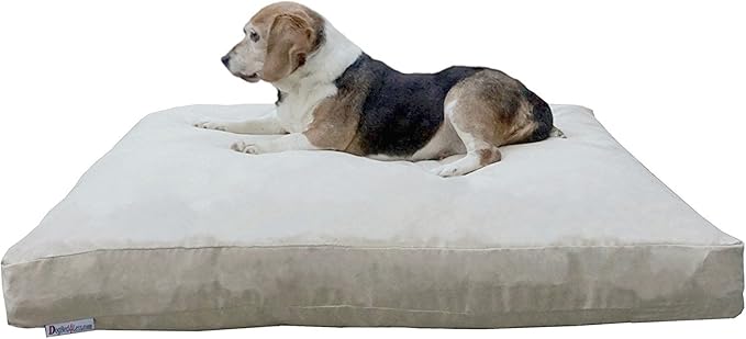 Dogbed4less Large Memory Foam Dog Bed for Medium Dogs, Orthopedic Comfort, Waterproof Liner and Suede Pet Bed Cover 41"X27" Pillow, Khaki