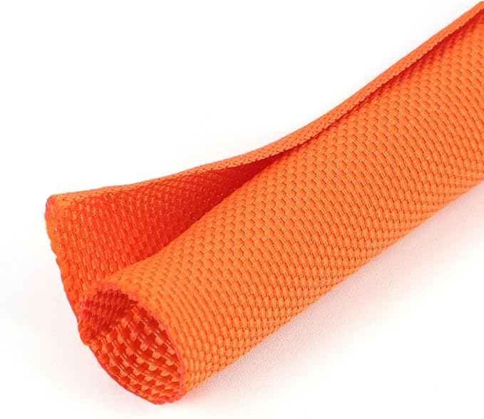 3/4 inch Split Braided Cable Management Sleeve for USB Cable Power Cord Audio Video Cable, Wire Loom Cord Protector from Cat Dog Chewing (Orange, 10FT)