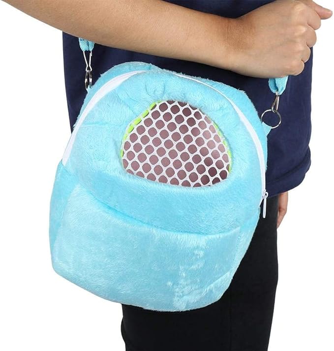 Litewoo Hamster Carrier Portable Travel Bag, Warm and Breathable Outdoor Portable Tote Bag for Guinea Pig Hedgehog Chinchilla Sugar Glider Hamster Squirrel Small Animal (Blue)