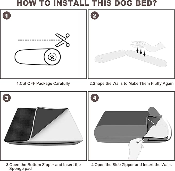 Orthopedic Dog Bed,Washable Comfortable Pet Beds with Removable Cushion&Nonskid Bottom,Sofa Couch Dog Bed Pillow Ultra Plush Mattress Pet Bed for Dogs Cats
