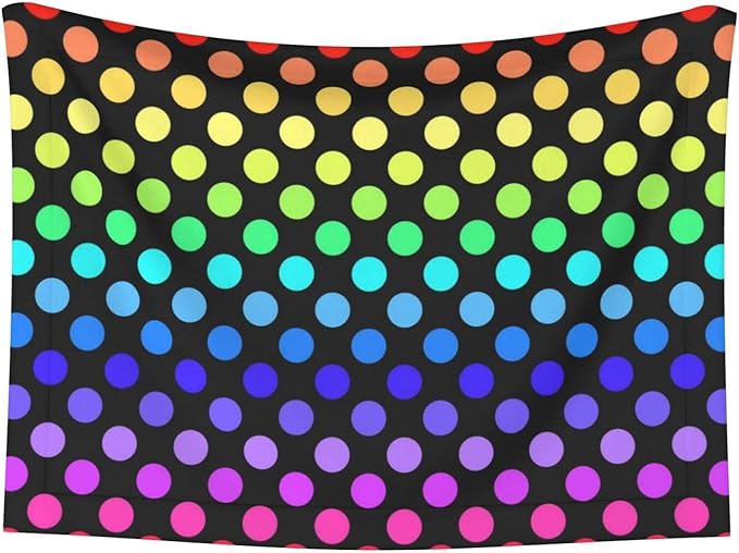 Reversible Pet Blanket for Easy Cleaning Maintenance, Colorful Rainbow Polka Dots, Double Sided Plush Dot Design Means Double Use Between Washes for Convenience