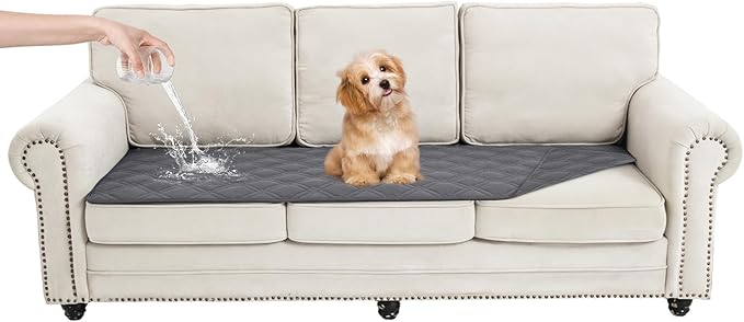 100% Waterproof Dog Couch Protector, Triple-Layer Waterproof Dog Bed Cover Pet Blanket Reversible 2-Tone Sofa Shield, Non-Slip Furniture Guard for Pets(30×71 Inch, Gray+Gray)