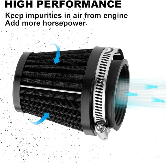 Mtsooning 48mm Motorcycle Air Filter, Clamp-on Intake Pod Cleaner Filter