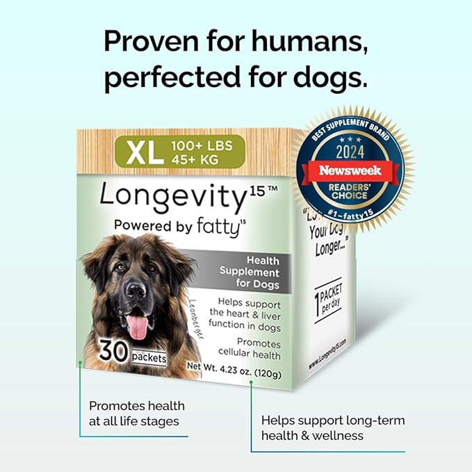 Yummy Combs Longevity15 – C15:0 – Fatty Acid Health Supplement for Dogs – Healthy Pet Supplies – for Extra Small Dogs, 3 Pack