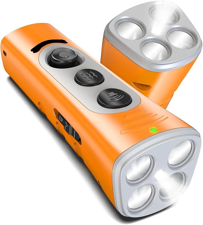 MODUS New Anti Barking Device, 4X Ultrasonic Emitters Dog Bark Deterrent Device, Rechargeable Handheld Dog Barking Control Devices Dog Training&Behavior Aids with 50ft Range Indoor Outdoor(Yellow)
