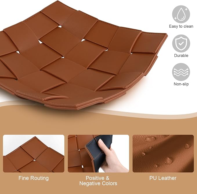 Valet Tray PU Leather Key Holder Bowl