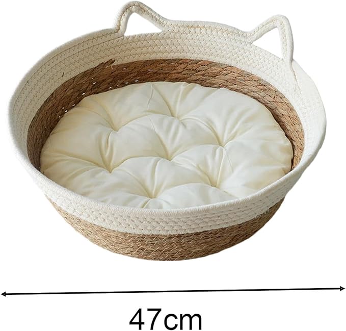 Cat Bed Basket Dog Bed Breathable Winter Summer Durable Washable Round Furniture Protection Pet Scratching Sleeping Bed, Large