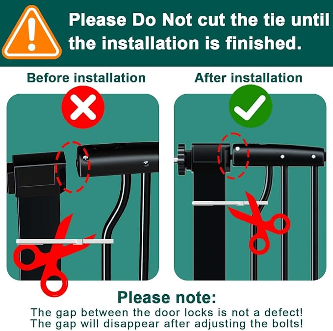 Fairy Baby 40.5" Extra Tall Baby Gate for Stairs, Fits Openings of 40.6" to 54.7" Wide, Extra Wide Dog Gate Indoor, Pressure Mounted Walk Thru Swing Auto Close Metal Puppy Barrier for Doorway, Black