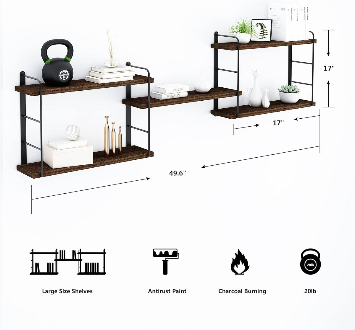 MXCSE Shelves on Wall, Floating Bookshelves, Shelves for Room Wall (Brown)