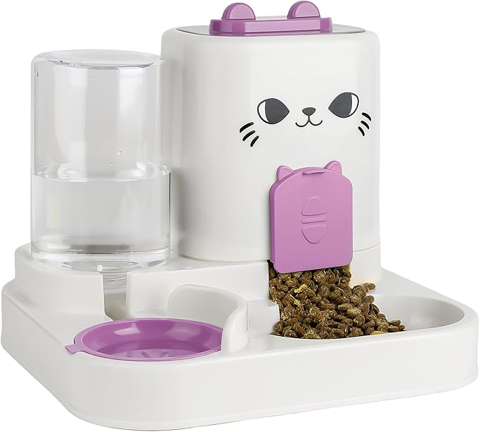 2-in-1 Gravity Pet Feeder & Water Dispenser for Cats Dogs - Large Capacity Cat Food Station with Water Bowl, Travel-Friendly (red)