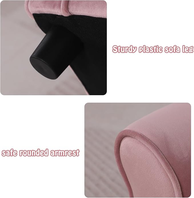 Getifun Small Dog Sofa Bed, Velvet Cat Couch with Washable Cushion & Plastic Legs (29 x 16 x 12.7 inches (Pink)