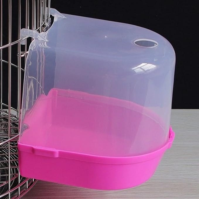 Bird Bath Cage, Cleaning Pet Supplies Bird Bathtub with Hanging Hooks Come with Free Water Injector for Parrots Spacious Parakeets Portable Shower for Most Birdcage Random Color (S for Round cage)