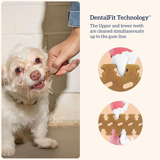 Groovies Flexible Dog Dental Chews with Patented DentalFit Technology to Help Support Tartar Control & Fresh Breath, Medium Dog Chews for 15-25 lb Dogs, USA Manufactured Oral Care, 20 Chews