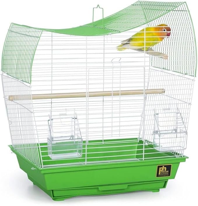 Rustic Retreat Top Bird Cage with Durable Metal Construction, Spacious Interior, and Convenient Top Access Lime Green/Wave Top
