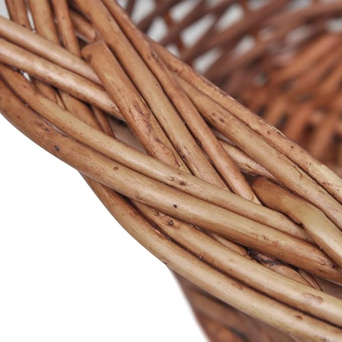 Oval Dog Basket, Lightweight Synthetic Wicker Pet Bed for Small Dogs and Rabbits, 19.7-inch Natural Brown Woven Kennel for Indoor Outdoor Use