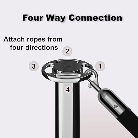 Montour Line Cline Post and Rope Stanchion, Sloped Base, (Polished Stainless Steel Post, Crown Top)
