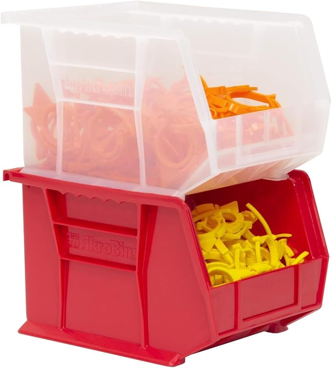 Akro-Mils 30239 AkroBins Plastic Storage Bins, Space-Saving Stackable Bins