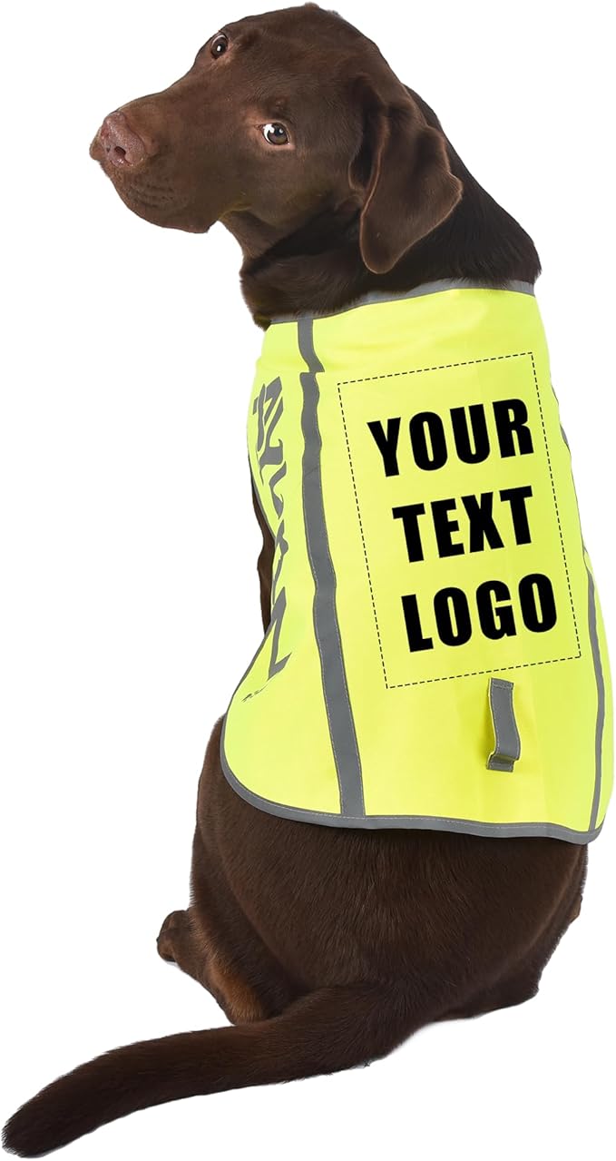 Custom Yellow Reflective Dog Vest for Large Breeds,High Visibility Dog Safety Vest Harness with Removable Bell Keep Safe from Hunting, Training & Cars Accidents