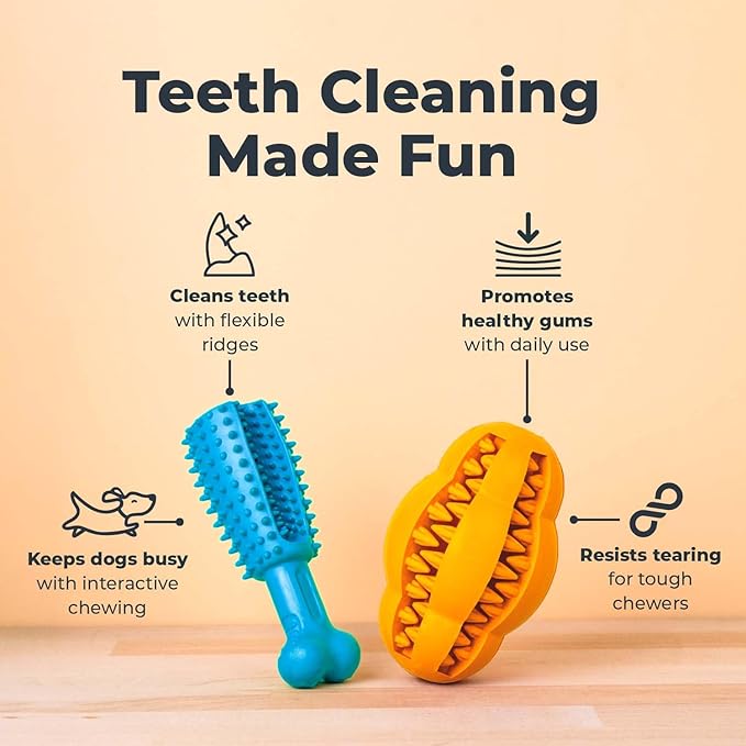 Oxyfresh Dog Dental Chew Toy - Best Dog Teeth Cleaning Toy – A Simple Bite and Brush Toy That Helps Remove Plaque, Cleans Teeth & Freshens Breath Without Brushing - Large (Pack of 2)