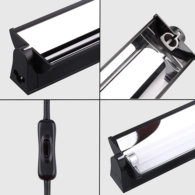 Aiicioo T5 UVB Lighting Combo Kit - 12" Light Fixture Desert 10.0 Terrarium Hood Light Fixture & High Output T5 HO UVB Bulb for Reptiles Chameleon Gecko (watts, 8)