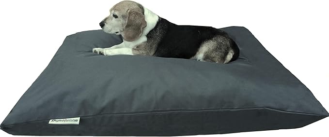 Dogbed4less Shredded Memory Foam Pillow Dog Bed with Waterproof Liner and Machine Washable Cover (Dark Slate Oxford, Medium 36"X29")